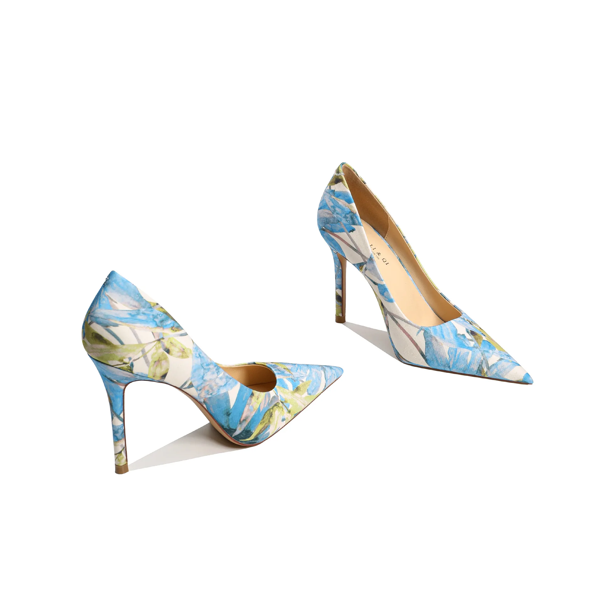 Flower Print Ladies Shoes Party Dress Pointed Toe Women High Heel Floral Stiletto Pumps - Image 1