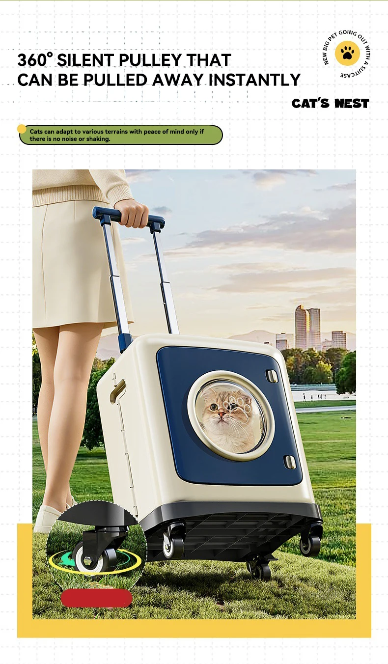 product pet stroller with storage bag foldable travel carrier for cats dogs large capacity portable pet cage with wheels-8