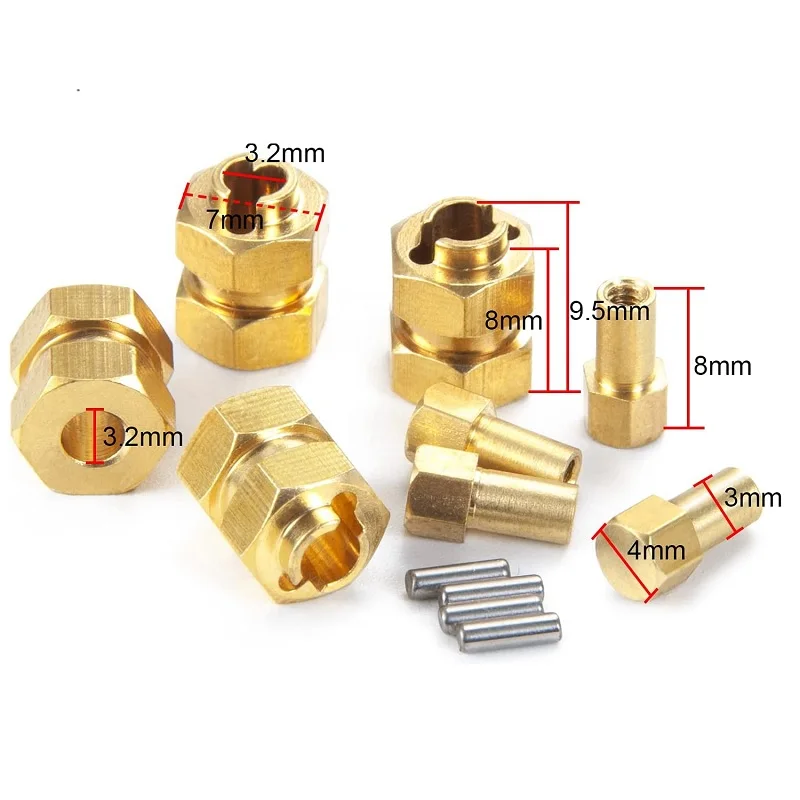 Rc Brass Wheel Hex Extended Adapter 4mm Widen for 1/24 Axial SCX24 AXI90081 AXI00001 AXI00002 RC car