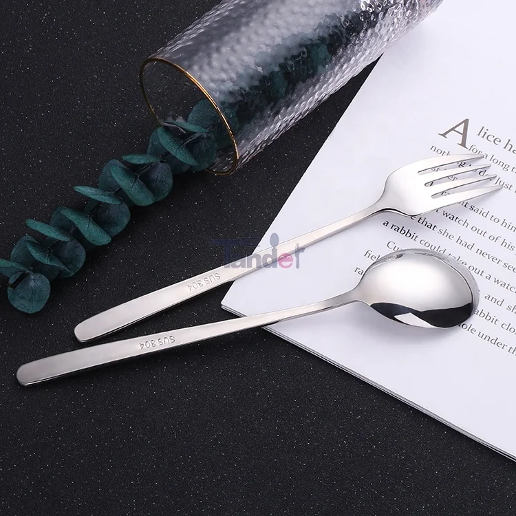 Набор серебряных ложек и вилок в Корейском стиле, набор столовых приборов из нержавеющей стали с палочками