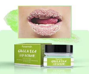 Private Label Green Tea Lips Scrub Custom Logo Lip Care Treats Exfoliator Sugar Lip Scrub