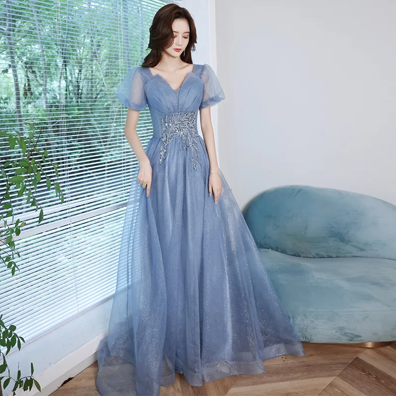 french blue formal dress Sample French Blue Carmen Chiffon Dress