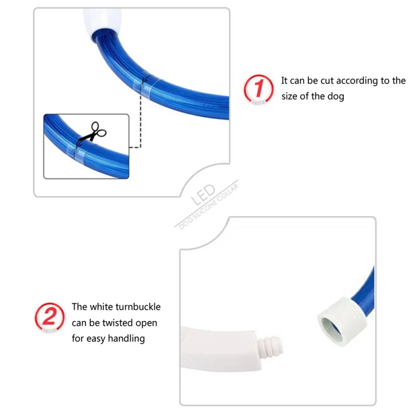 Promotional Product LED Luminous Custom Electronic Usb Rechargeable Light up Flashing Pet Glow in the Dark Dog Collar and Leash