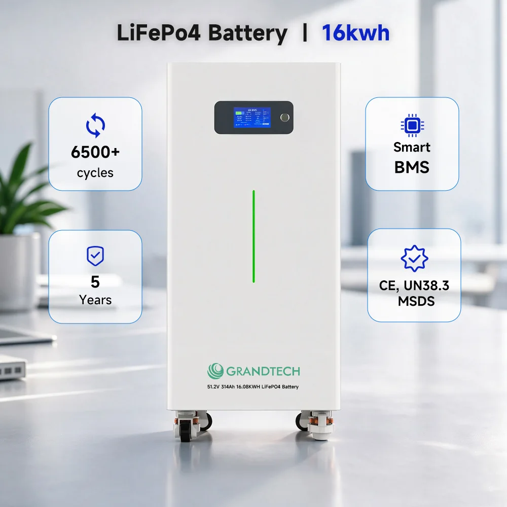 51.2V 314Ah LiFePO4 Battery 16kWh Solar Energy Storage | US Stock | 6500+ Cycles | BMS Function CAN/RS485/RS232 Communication