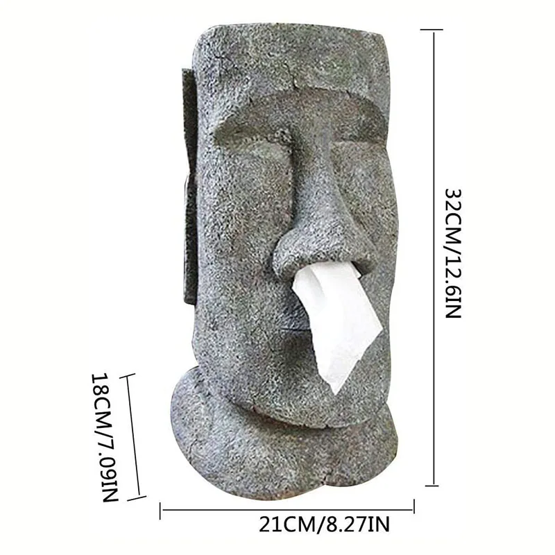 Resin Snot Type Pumping Tissue Box Moai Easter Island Stone Face Portrait Moai Tissue Box Holder