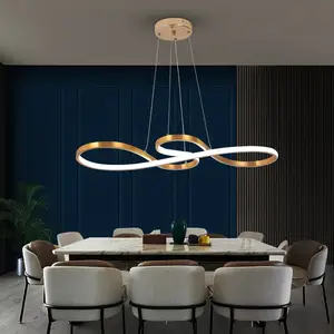 Art Deco Kitchen Island Minimalist Curved Led Black Line Pendant Light for Dining Room Living Room
