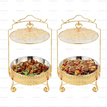 Luxury 5L Stainless Steel Food Warmer Custom Gold Chaffing Dishes for Buffet Restaurant Supplies Fuel Heated Serving Stove