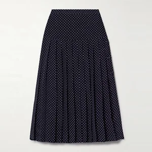 Clothing Manufacturer Custom Spring Summer Black High Waist Elegant Casual Pleated Polka Dot Skirt Women