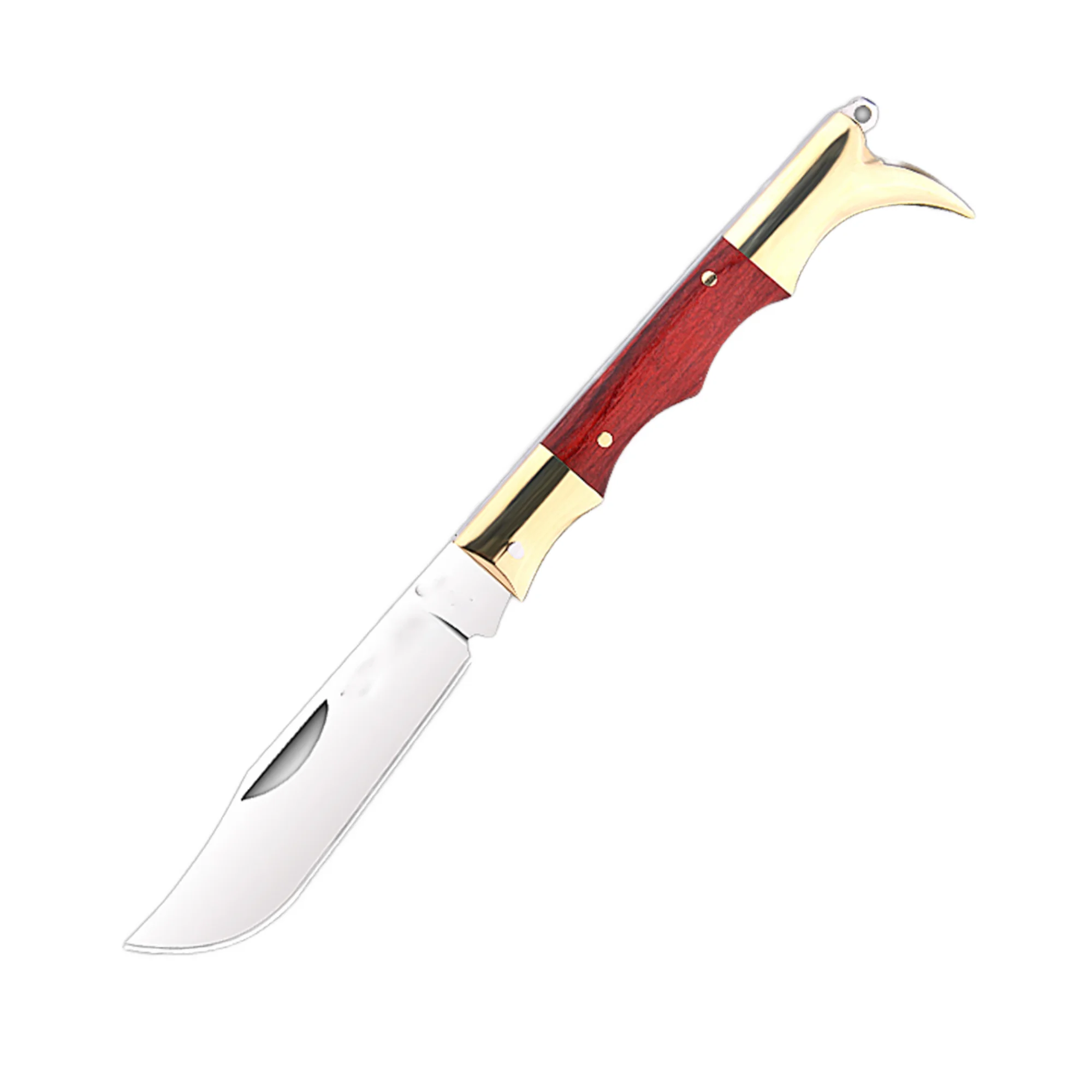 Stainless Steel Folding Pocket Knife Copper and Wood Handle Portable Keychain EDC Tool for Outdoor Camping OEM Customized - view 1