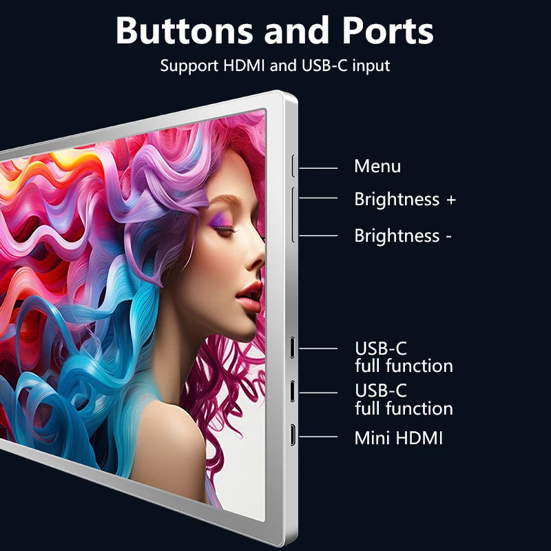 14 Inch Single Portable Monitor for Laptop Screen Extender With HDMI and USB C Port