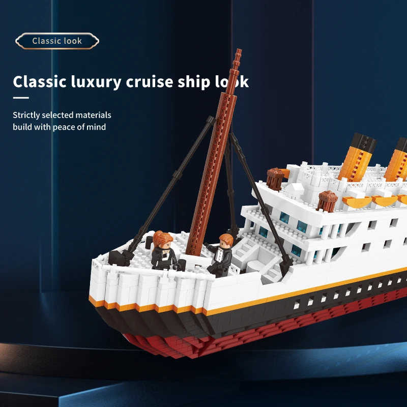 CAYI Micro Titanic Luxury Cruise Classic Ship Boat Assemble Building Blocks Set Small Particles Brick Block Moc Educational Toy