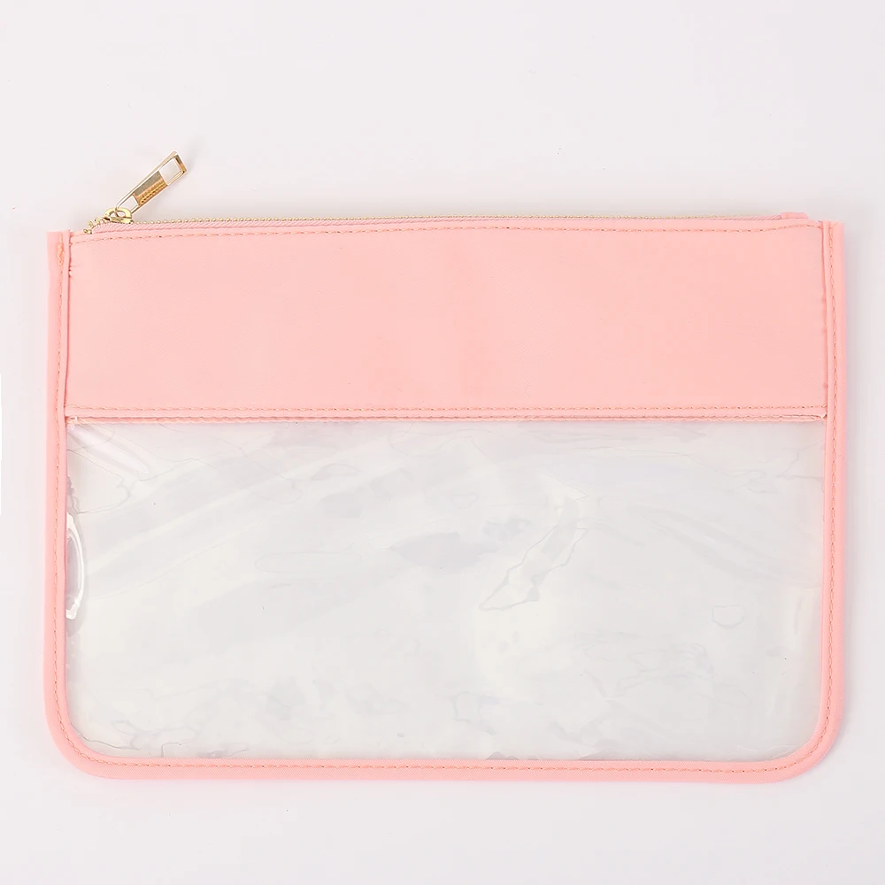 RTS 2023 Trending Customer Logo PVC Clear Nylon Beach Waterproof Makeup Bag Cosmetic Zipper Pouch PVC Makeup Bag