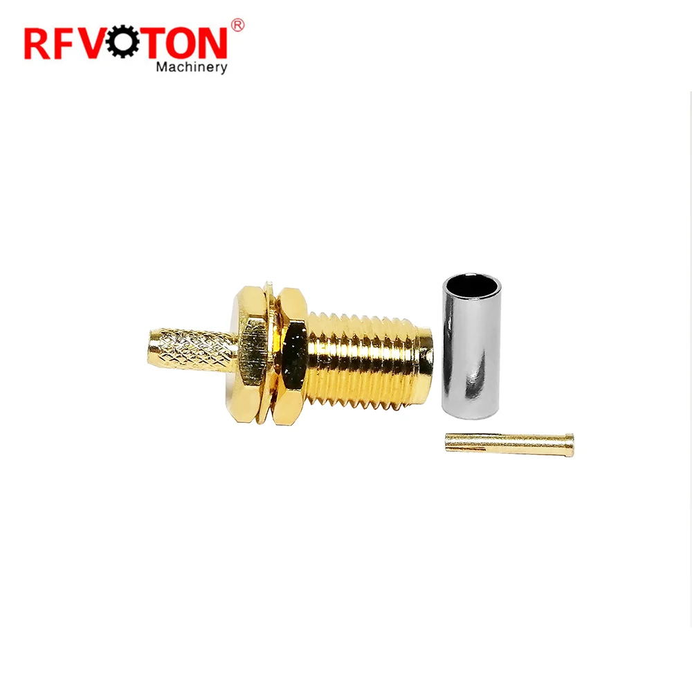 Factory supply SMA Female Jack Bulkhead rf connector for RG316 RG174 LMR100 coaxial cable RF Coax Coaxial connectors in stock manufacture