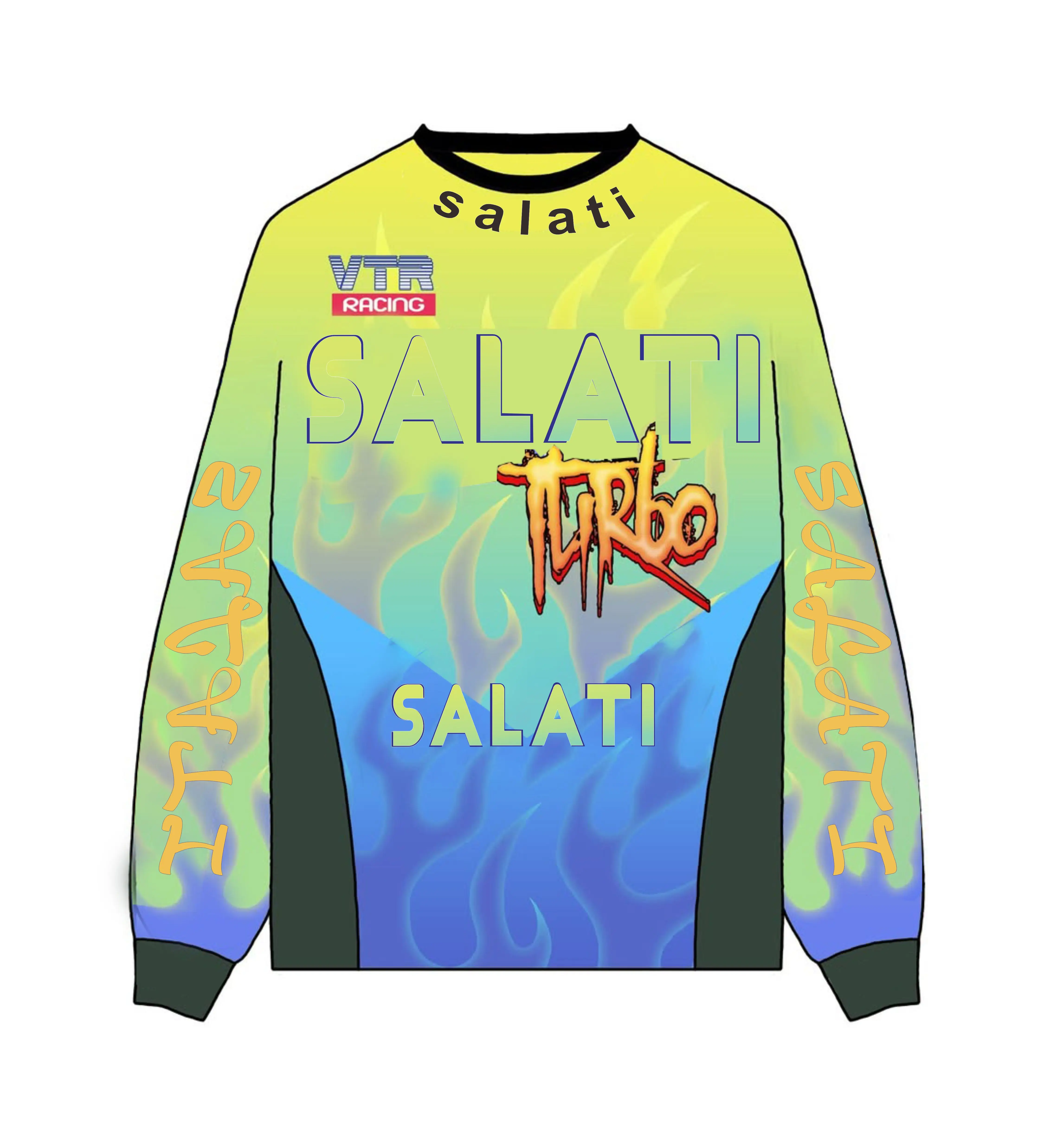 Salati Custom Gradient Cotton All Over Print Oversized Drop Shoulder Boxy Long Sleeve T Shirts Retro Racing Motocross Jersey Men gallery 6