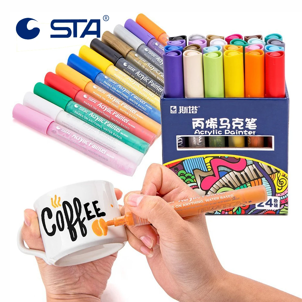 Source STA Colors Permanent Acrylic Marker Pen, High Quality Pens Acrylic Markers,Wholesale Children Watercolor Art on m.alibaba.com