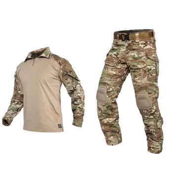 VOTAGOO G3 Multicam Men's Tactical Clothing Airsoft Frog Suit Set Tactical Long Sleeve T Shirt Pants Uniform