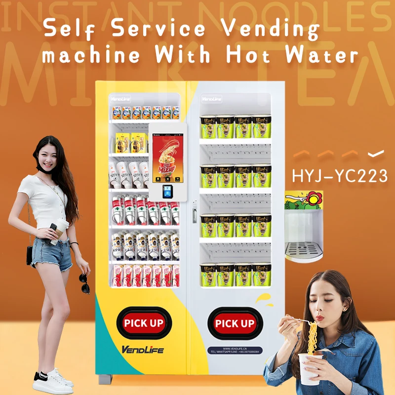 Custom Retail Items Smart Hot Food Ramen Bubble Tea Coffee Vending Machine With Hot Water Dispenser