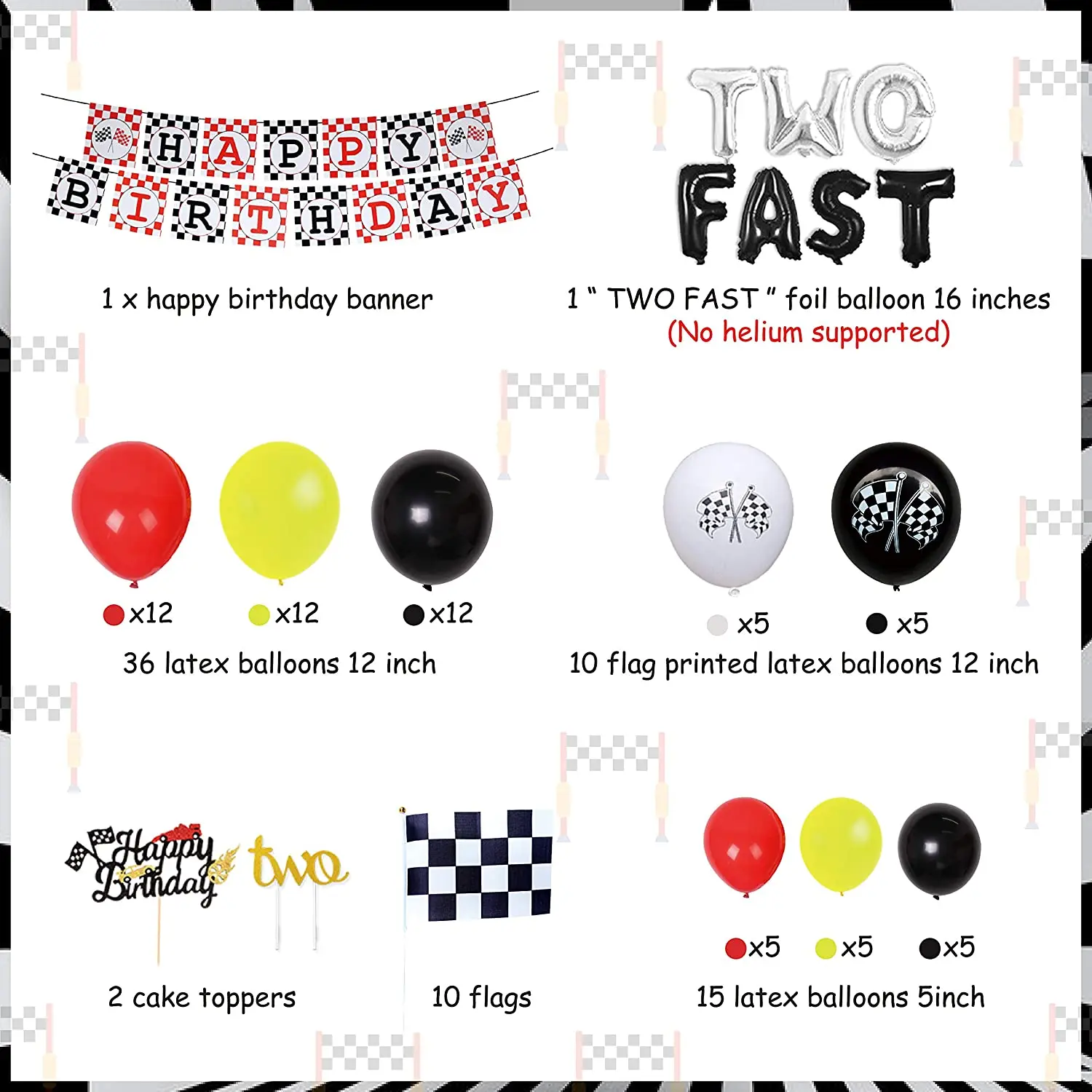 Fête 12" Joyeux Anniversaire Imprimé Ballon Pack de 12 Multi Color Garland Toppers