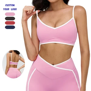 Custom Print Sports Bra Non Rimmed High Support Breathable Quick Dry Color Block Yoga Running Pilates Gym Workout Active Top