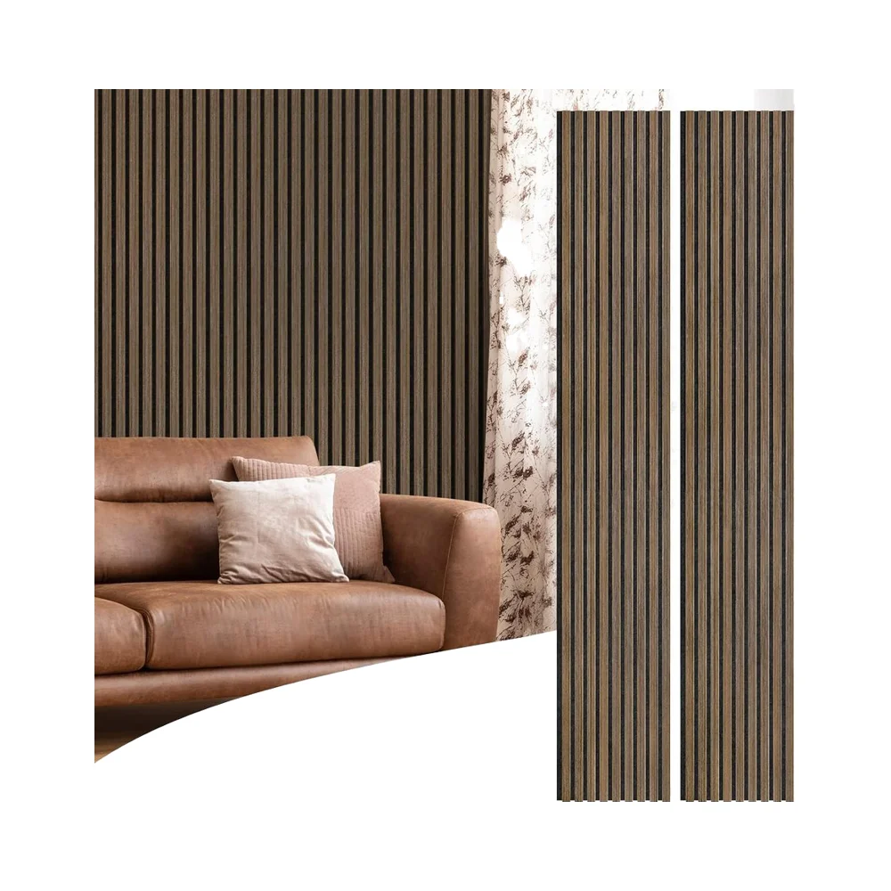 Self Adhesive Modern Design Polyester Akupanel Wooden Wall Panel Veneer Grain Veneer Oak Acoustic Slat Wood Panels