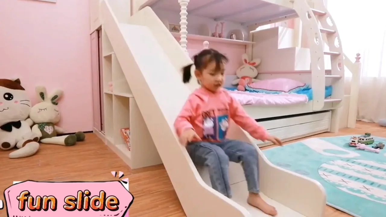 Luxury Girls Princess Bedroom Furniture Wooden Set Loft Pink Children