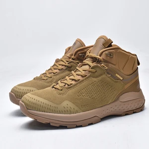 High-End Men's Outdoor Hiking Mountaineering Tactical Boots Full Leather Breathable Mesh Lining Waterproof Non-Slip