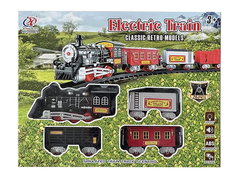 Jinming New Design Class Retro Toys Models Electric Rail Train Set with Music and Light