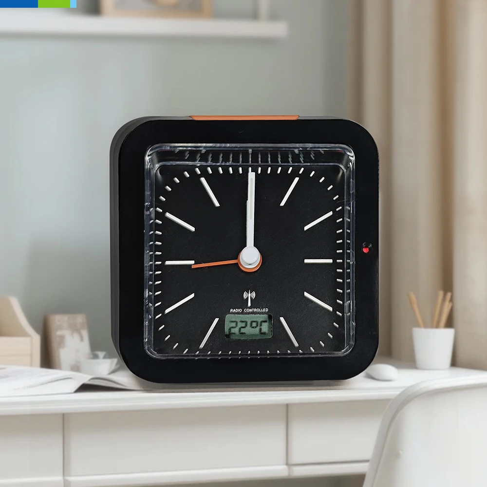 Smart Quartz Desk Clock with Fashion Style RCC & DCF77 Signal Sets Time and Reminds for Desktop or Outdoor Use