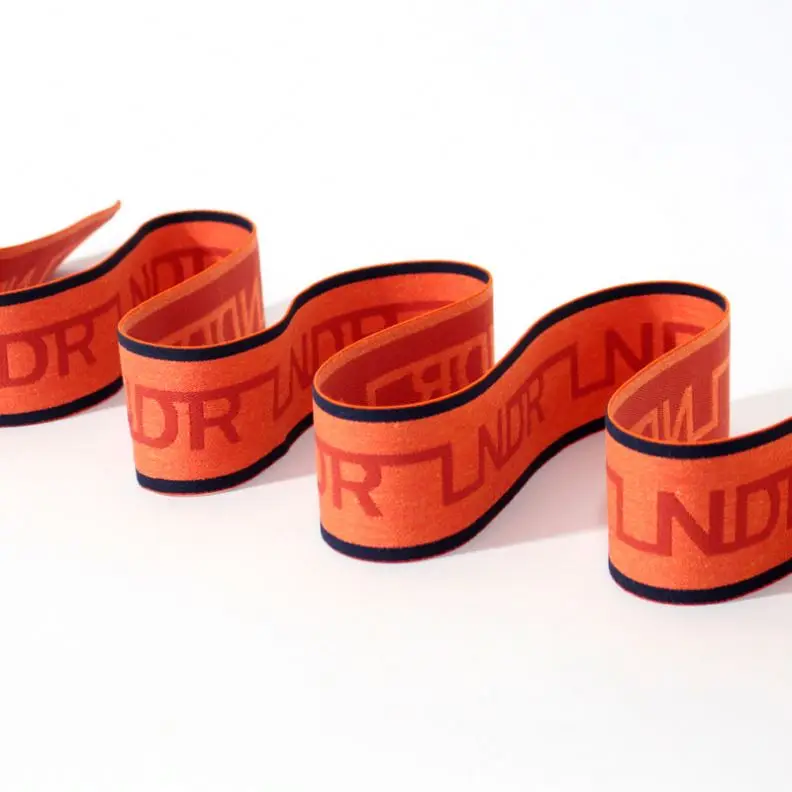 Factory Direct Custom Jacquard Polyester Elastic Webbing with Spandex Waist Band for Bags & Shoes Logo Included Woven Technique