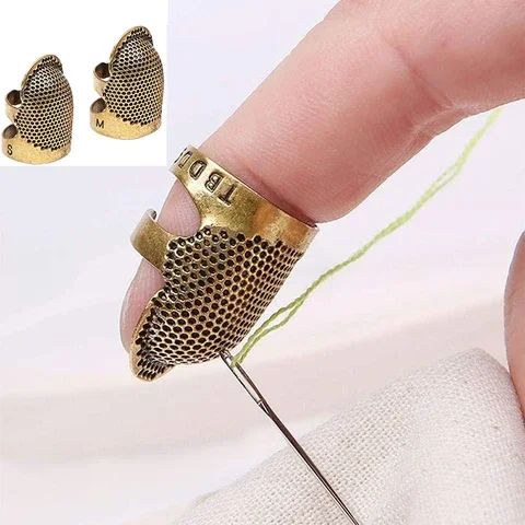 Metal Copper Sewing Thimble Finger Protector Adjustable Finger Shield Ring Fingertip Thimble Sewing Thimble Finger Protector