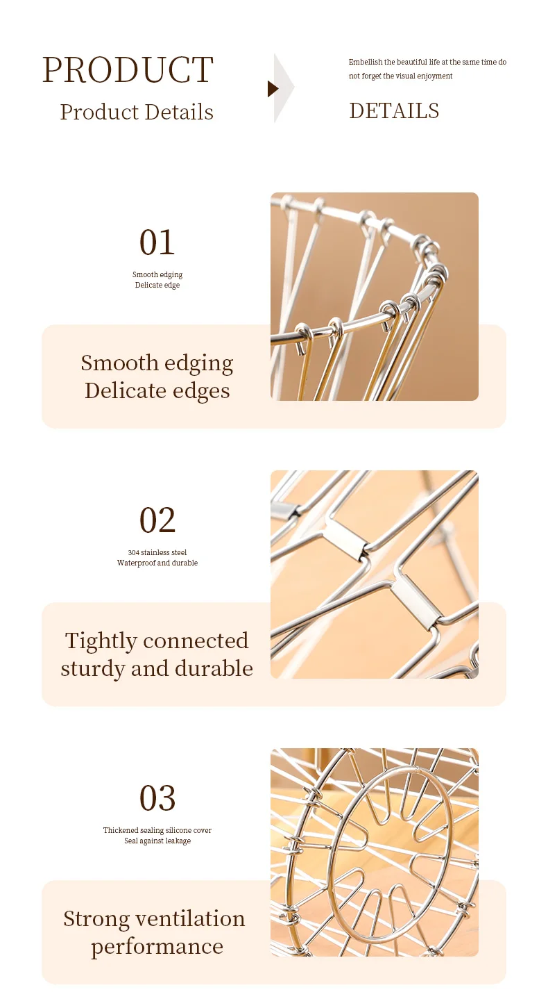 Creative Multifunctional Storage Basket Stainless Steel Household Fruit Tray Simple Telescopic Folding Flower Basket