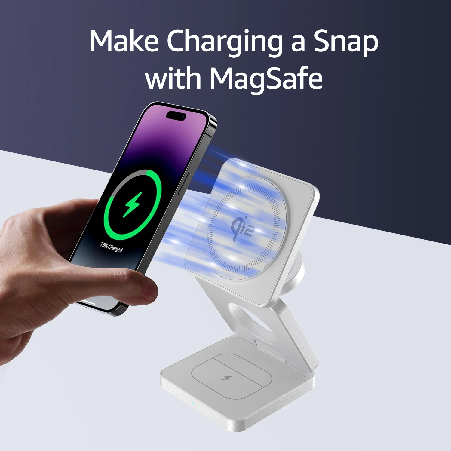 OEM 15W Qi2 Fast Wireless Charging Station 3 in 1 Foldable Charger for iPhone 16 IWatch for AirPods with 7W Output Power