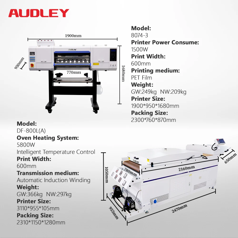 DTF Textile Printing Machine DTF Printer 4heads I3200 DTF Conveyor Belt Powder Shaker Dryer Heat Press Machine