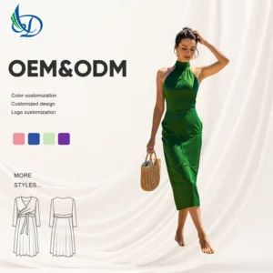 2026 New Summer Custom Ladies Strapless Sleeveless Casual Halter Midi Dress for Women