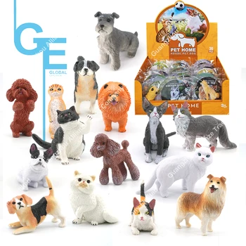 Furnish Solid PVC Simulation Statue Model Animal Figures Dog Cat Figures Animal Figurines Toys