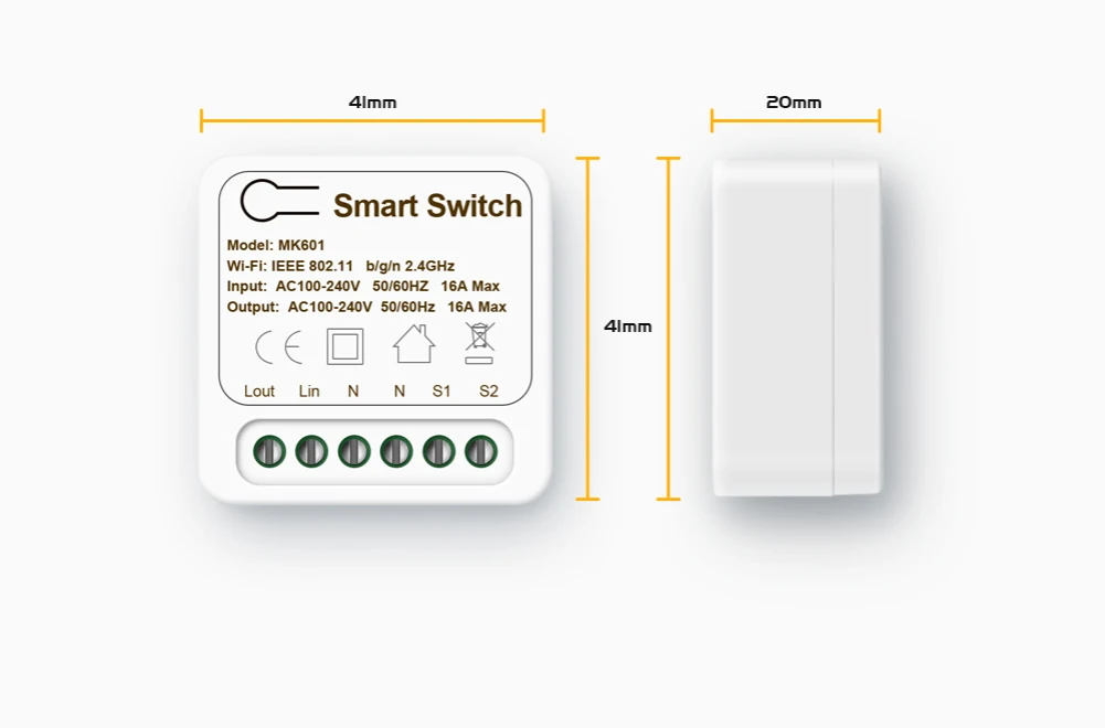 New Tuya WIFI 16A Mini Smart Wifi DIY Switch Supports 2 Way Control Automation Tuya Smart Wifi Switch Module