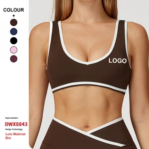 Custom High Quality Quick-Drying Contrasting Wide Straps Sports Bra Shockproof Women'S One-Piece Yoga Bra Outdoor Fitness Wear