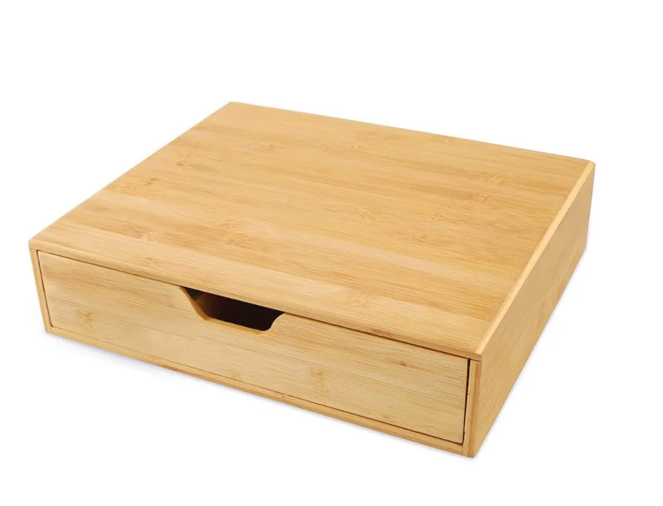 Bamboo Tea Bag Storage Box Coffee Pod Capsule Organizer With Drawer For Kitchen Office Break