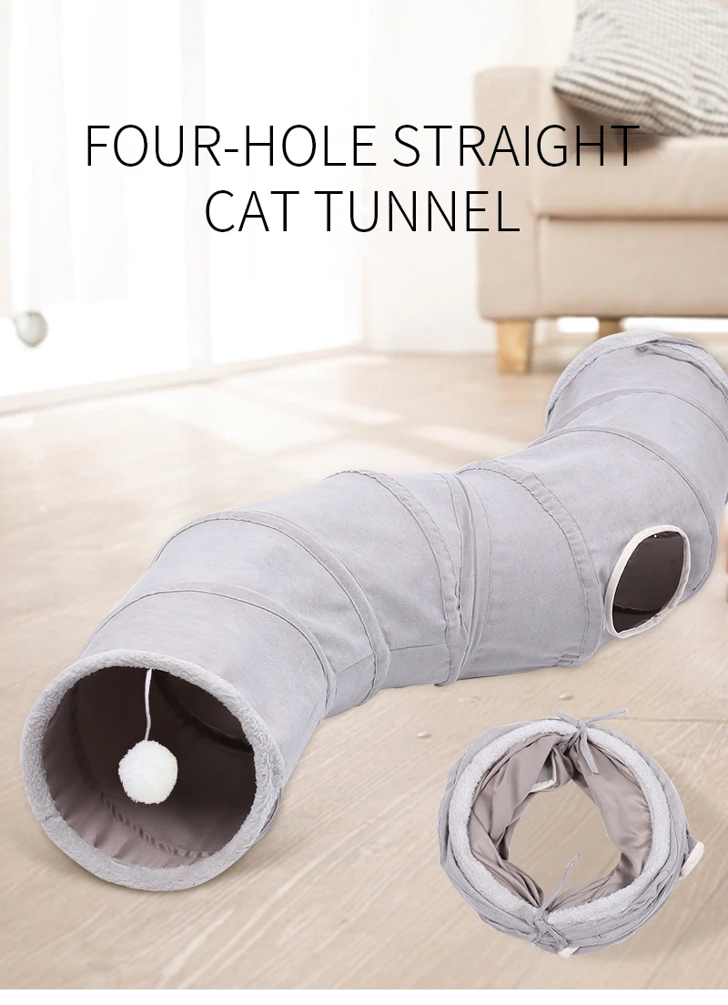 Collapsible Cat Tunnel Cat Toys Play S Shape Tunnel Durable Suede
