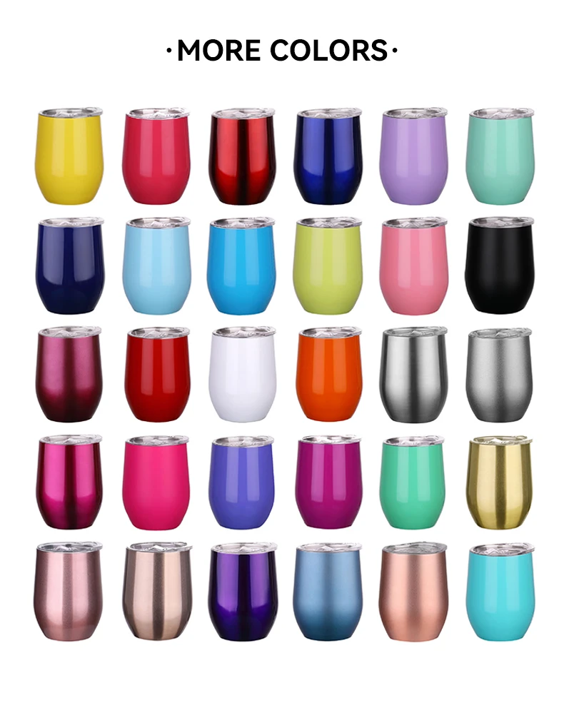 12oz Straight Sublimation Blank Stemless Shimmer Glitter Wine Tumbler