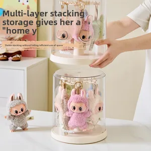 Transparent Display Box Hand-Made Plastic Rotating Plush Doll Storage Stand Blind Box Pendant Storage Box