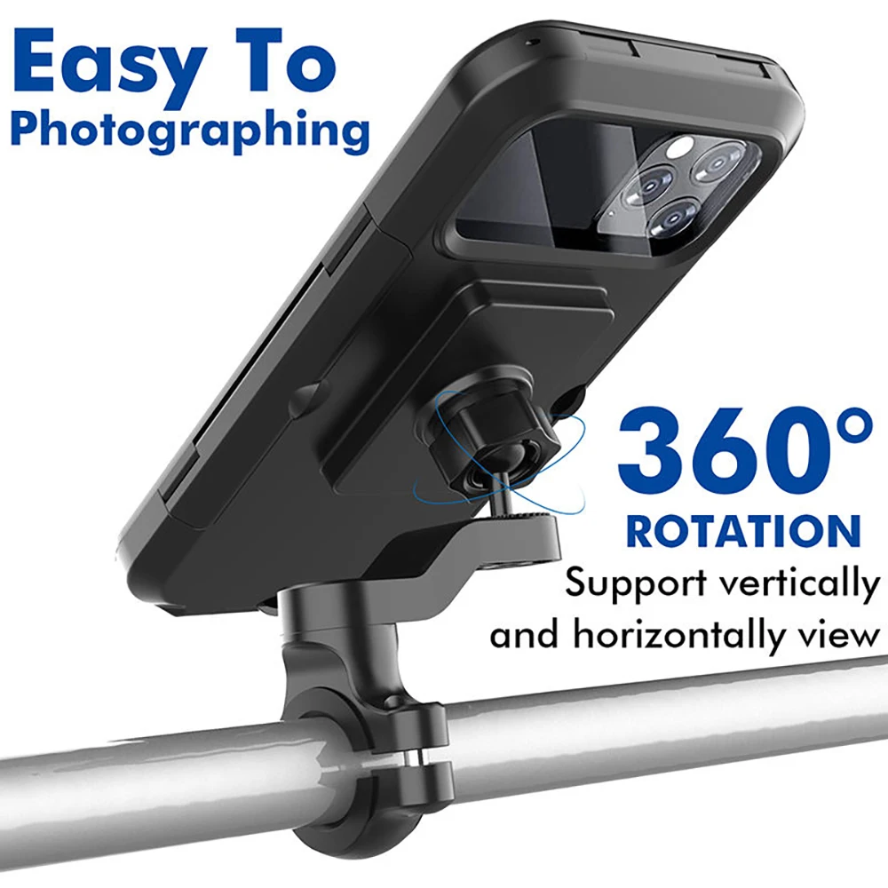 Universal 360 Degree Waterproof Bicycle Phone Holder Motorcycle Handlebar Cell Phone Support Mount Stand Clip