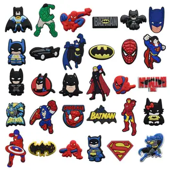 Hor sale New Cute Cartoon Spider Man Clog Charms soft rubber Pvc  Shoe Charms Super Hero Shoe Charms For Women Kids