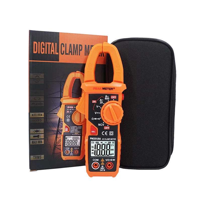 PM2018A Portable Manual Range Clamp Meter Peakmeter Electrical Clamp Meter Multimeter With ACA Voltage Tester Measurement