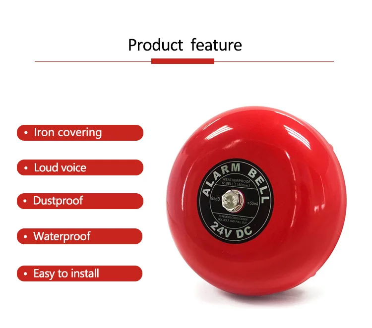 Fire Alarm Bell 12 Volt Fielect 24V Fire Alarm Bell - 100mm Stainless Steel (Loud Emergency Ringing) Outdoor Bell