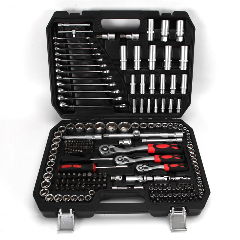 KAFUWELL H18007AW 216PCS Tools Kit Tool Box Professional Socket Wrench Set Ratchet Handle Socket Bits CRV Kit Ratchet Set