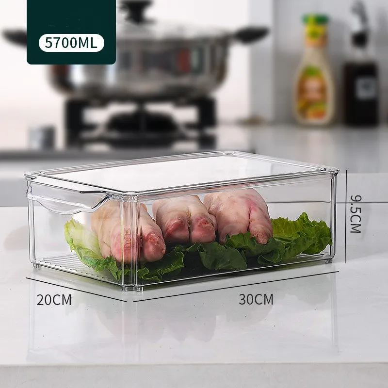 New kitchen transparent refrigerator storage box drawer type crisper rectangular with cover version of the storage basket factory