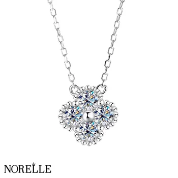 Factory Wholesale 1.2 Carat D-Color Moissanite Diamond Necklace S925 Sterling Silver Four-Leaf Clover Pendant Necklace for Women