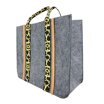 Professional Women Felt Tote Bag Shopping Handbags with Solid Color