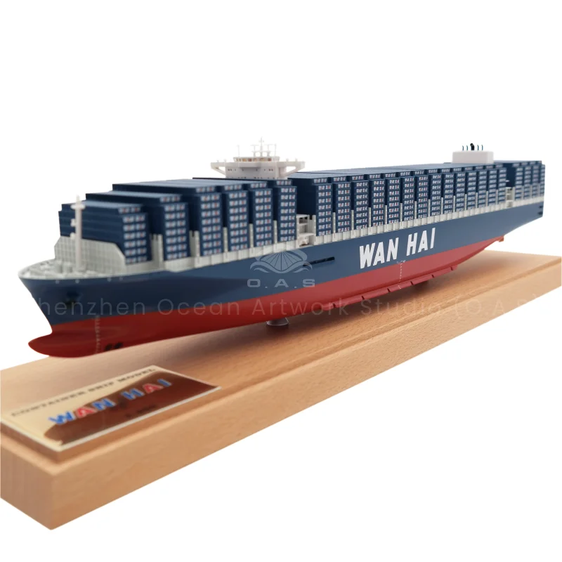 【L】O.A.S Factory's Customized 45cm WAN HAI Container Ship Model Scale 1:888 for Shipping & Business Gifts